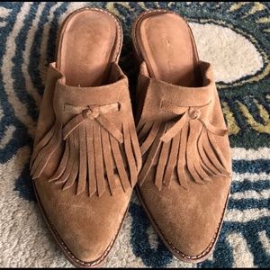 Madewell suede mule/clog with fringe